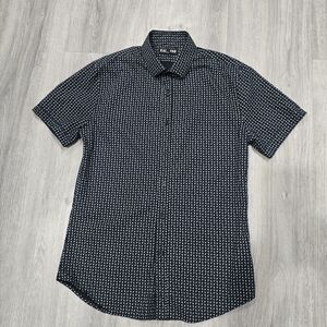 Express Men's Black and White Patterned Shirt